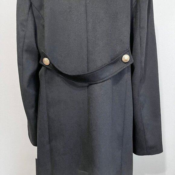 NWT KARL LAGERFELD WOMEN'S BLACK WOOL BLEND GOLDEN CHAIN TRENCH COAT- XL - Picture 8 of 16